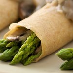 Asparagus Crepes with Mushroom Dill-Sauce