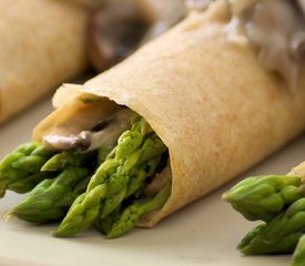 Asparagus Crepes with Mushroom Dill-Sauce