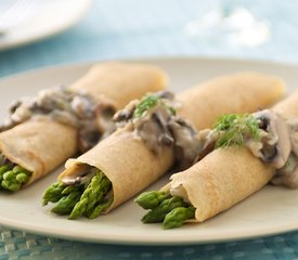 Asparagus Crepes with Mushroom Dill-Sauce