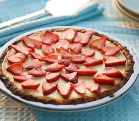 Ricotta and Strawberry Cheese Pie with Almond Crust