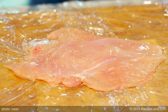 The resulting chicken breast after pounding into an even thickness