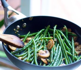 Green Beans and Bacon with Sautéed Mushrooms and Shallots