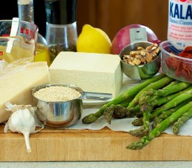 Asparagus, Tofu and Quinoa Salad with Parmesan and Walnuts