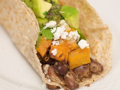 Pinta Bean and Butternut Tacos with Fresh Green Salsa