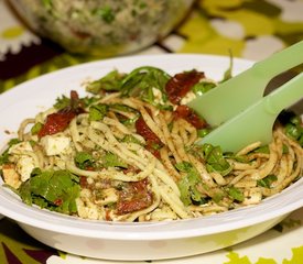 Pesto Pasta Salad with Sun-Dried Tomato, Arugula and Fresh Mozzarella 