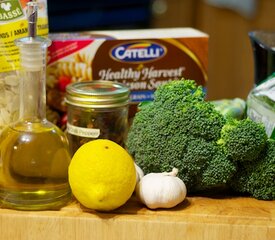 Roasted Broccoli, Garlic and Toasted Almonds with Pasta