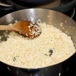 Rice has finished lightly browning