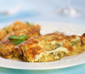 Cheesy Black Bean Enchiladas with Creamy Salsa Verde