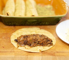 Cheesy Black Bean Enchiladas with Creamy Salsa Verde