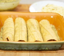 Cheesy Black Bean Enchiladas with Creamy Salsa Verde