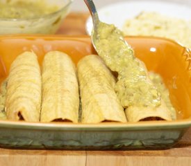 Cheesy Black Bean Enchiladas with Creamy Salsa Verde