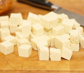 Stir Fried Asian Marinated Tofu with Boy Choy, Bell Pepper and Snow Peas