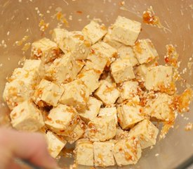 Stir Fried Asian Marinated Tofu with Boy Choy, Bell Pepper and Snow Peas