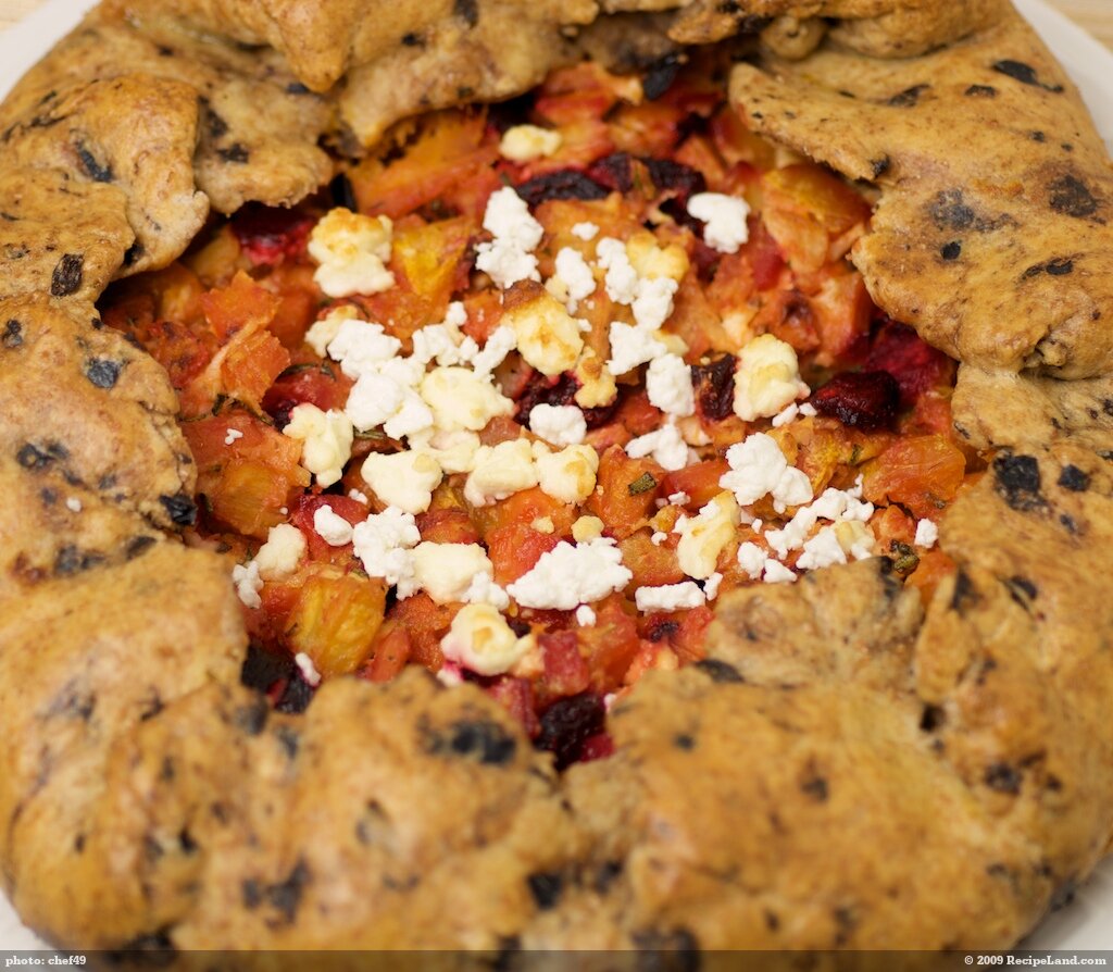 Roasted Root Vegetable Galette with Black Olives