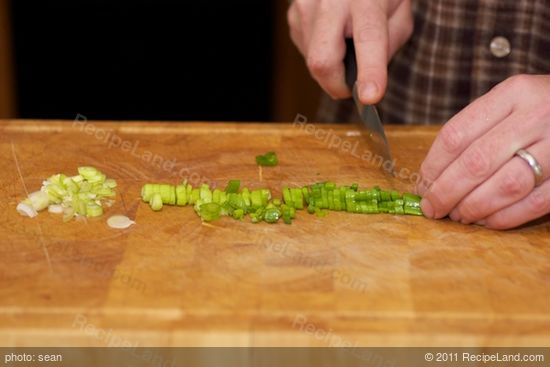 While the eggs cook prepare the simple garnishes