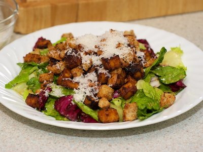 Caesar Salad with Roasted Tofu