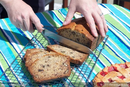 Slicing the bread and ready to serve...