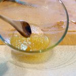 Pour in the 1/2 cup of honey, and stir until well blended.