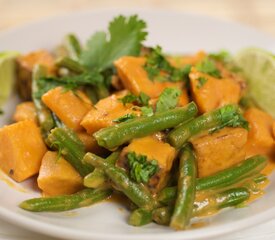 Red Thai Curry Green beans, Sweet potatoes and Tofu