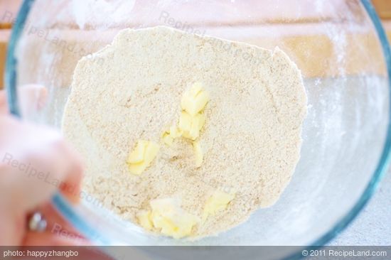 Add butter into the flour mixture...