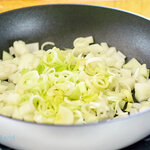 Saute the onions and leeks over medium-high heat...