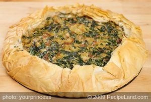 Phyllo Spinach, Sun-dried Tomato and Ricotta Cheese Tart