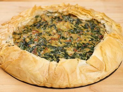 Phyllo Spinach, Sun-dried Tomato and Ricotta Cheese Tart