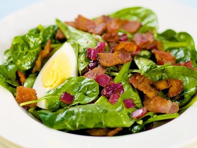 Spinach Salad with Warm Bacon Dressing