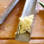 Then mince the garlic and finely chop the ginger...