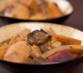 Red Wine Braised Roots Vegetables and Mushrooms