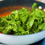 after simmering and concentrating flavors add the spinach