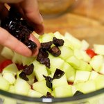 add the chopped olives...