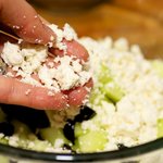 next add the crumbled feta cheese...