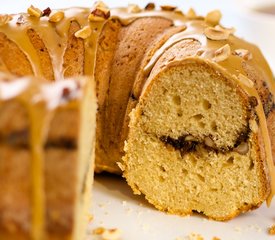 Coffee Streusel Bundt Cake with Coffee Glaze and Hazelnuts Topping