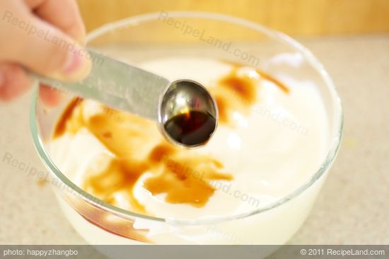 Pour the sour cream (or yogurt) and vanilla in a small bowl...