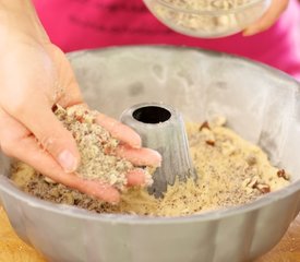 Coffee Streusel Bundt Cake with Coffee Glaze and Hazelnuts Topping