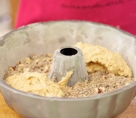 Coffee Streusel Bundt Cake with Coffee Glaze and Hazelnuts Topping