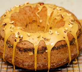 Coffee Streusel Bundt Cake with Coffee Glaze and Hazelnuts Topping