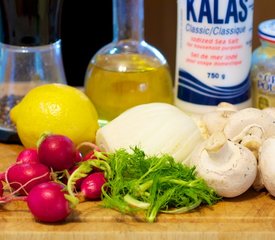 Roasted Mushroom and Fennel Salad with Radishes and Citrus Dressing