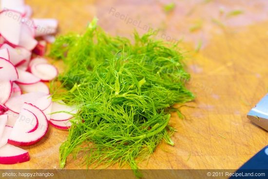 chop the fresh fennel fronds...