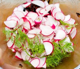 Roasted Mushroom and Fennel Salad with Radishes and Citrus Dressing