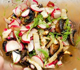 Roasted Mushroom and Fennel Salad with Radishes and Citrus Dressing