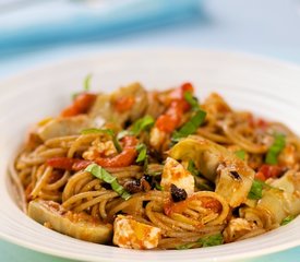 Artichokes, Roasted Pepper, Sun-dried Tomato and Feta Pasta Salad