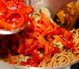 Artichokes, Roasted Pepper, Sun-dried Tomato and Feta Pasta Salad