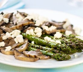 Grilled Asparagus and Portobello Mushrooms with Goat Cheese