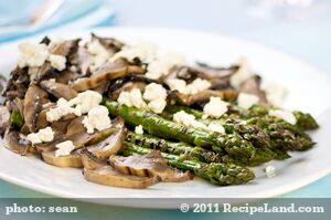 Grilled Asparagus and Portobello Mushrooms with Goat Cheese