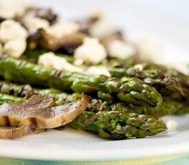 Grilled Asparagus and Portobello Mushrooms with Goat Cheese