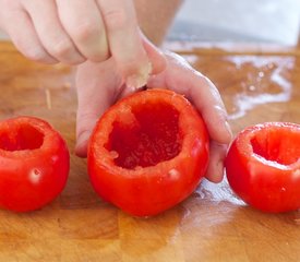 Stuffed Tomatoes with Goat Cheese, Olives and Fresh Oregano