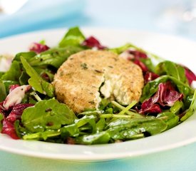 Arugula Salad Warm Goat Cheese with Black Olive Vinaigrette