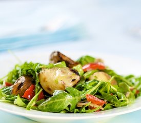 Grilled Potato Salad, Arugula and Roasted Peppers with Dijon Vinaigrette